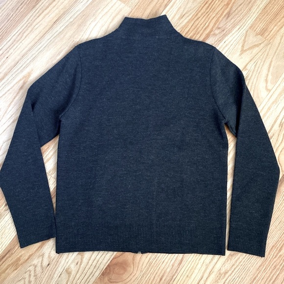 Zara Mens M Wool blend Cardigan Sweater Jacket Charcoal Zip up Preppy Academia - Picture 2 of 6